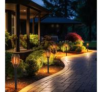 Lampada Solare Da Esterno LED Fackel Nera Con Effetto Fuoco Set Da 6