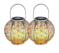 Lampada solare da esterno luce solare orientale Lanterna solare a LED da esterno, effetto luce fiore della vita, 1x LED bianco caldo, PxH 20x29 cm, set da 2