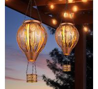 Lampada Solare Da Esterno Pallone Aerostatico LED Effetto Fuoco Rame Set Da 2 [EEK: Non valutato]