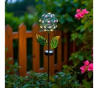 Lampada solare da giardino a forma di ortensia con robusta struttura in ferro e calda illuminazione a LED per cortile e sentieri esterni (C)