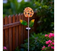 Lampada solare da giardino a forma di ortensia costruita in ferro con punti salienti a LED per un'illuminazione ambientale morbida al crepuscolo (D)