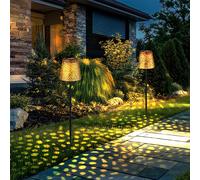 Lampada Solare Da Giardino Con Effetto Luce Oro LED 2x