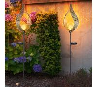 Lampada Solare Da Giardino Con Picchetto, Effetto Fiamma, Set Di 2 LED