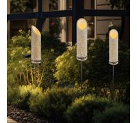 Lampada Solare Da Giardino Con Picchetto In Bambù Motivo LED Set Di 3