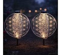 Lampada Solare a Spiedo Esterno Chiodi Patio Fiore Argento LED 2er Set
