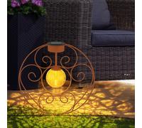 Lampada solare sfera di vetro orientale color ruggine luce decorativa lampada da giardino picchetto luce solare metallo per esterno, metallo vetro, 1x LED 0,06W bianco caldo, LxPxA 30x8,5x41 cm