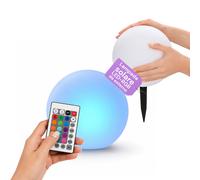 Lampada Solare da Giardino con Telecomando, Luci LED RGB+Bianco, 8 Ore, Batteria Li-ion, Picchetto e Pannello Solare Integrato