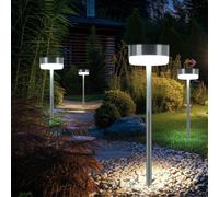Lampada Solare da Giardino Esterna Argento Acciaio Inox LED Percorso 4er Set