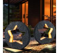 Lampada Solare da Giardino Esterna Sguardo di Pietra LED Grigio Oro H 29,5 CM 2x