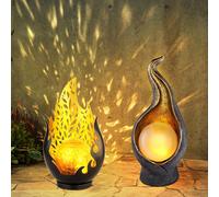Lampada Solare da Giardino IP44 Effetto Fiamma Oro LED Set 2 Pezzi [EEK: Non valutato]