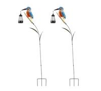 Lampada solare da giardino Kingfisher, decorazione da giardino in metallo con lanterna sospesa, lampada a LED auto-accesa, decorazione impermeabile per patio esterno per vialetto, altezza 97 cm, 2