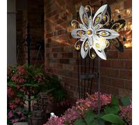 Lampada Solare Da Giardino LED A Vento Grigio Argento H 124 Cm [EEK: Non valutato]