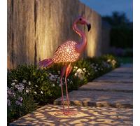 Lampada Solare Da Giardino LED Figura Flamingo Rosa Con Picchetto 74 Cm