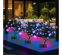 Lampada Solare da Giardino Luci Decorative Albero Fiori Esterni Terrazza LED 3x