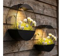 Lampada Da Parete Solare Nero LED 2 Pezzi Vaso Porta Piante Per Esterni IP44 [EEK: Non valutato]