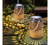 Lampada Solare da Tavolo Esterni LED Decorazione Lanterna Giardino Piantana 2x