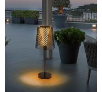 Lampada Solare da Tavolo Luce Terrazza Batteria Metallo Nero Effetto di LED