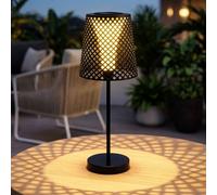 Lampada da tavolo solare a LED lampada da tavolo solare per giardino lampada da tavolo solare in metallo, nero, effetto luce, 1x LED 3000K, DxH 18x50cm