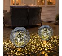 Lampada Solare da Tavolo Sospensione Esterno Balcone Sfera Nero LED 2er Set [EEK: Non valutato]