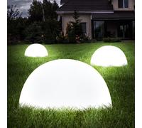 Emisfero a luce solare a forma di sfera, emisfero decorativo da giardino esterno, bianco, lampadine a LED, D 20 cm, set da 3
