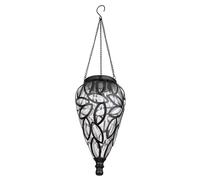 Lampada solare decorazione da giardino lampada a sospensione lampada da esterno lampada a sospensione a LED solare, design a goccia, metallo nero, plastica trasparente, 16x LED, DxH 13,5x 50 cm