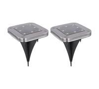 Lampada solare decorazione giardino lampade solari per esterni lampada da terra luci da giardino con picchetto a terra, plastica acciaio inox, LED bianco freddo, LxLxH 10x10x13 cm, set di 2
