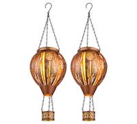 Lampada Solare Da Esterno Pallone Aerostatico LED Effetto Fuoco Rame Set Da 2 [EEK: Non valutato]