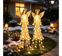 Lampada solare del giardino della memoria dell'angelo (2 pezzi) | Decorazione per giardino esterna alimentata a energia solare, decorazione commemorativa resistente alle intemperie