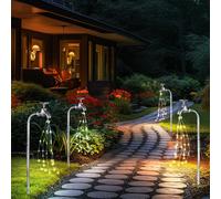 Lampada Solare Esterni a Spiedo LED Rubinetto Chiodi Argento Decorazione 4er Set