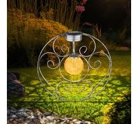 Lampada Solare Esterni a Spiedo LED Sfera di Vetro Crackle Chiodi Argento Beet
