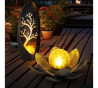 Lampada Solare Esterni Luci Decorative LED Crackle Sfera di Vetro Loto Albero 2x