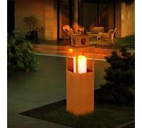 Lampada Solare Esterni Lanterna LED Candela Effetto Fuoco Ruggine Decorativa H