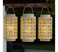 Lampada Solare Esterni Lanterna LED Orientale Metallo Bianco Giardino 3er Set