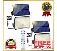 Lampada Solare Esterno 2 pezzi 200LED sensore movimento 4 modalità telecomando p