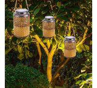Lampada Solare Esterno a Sospensione Balcone Tavolo Boho Decorazione LED 3er Set