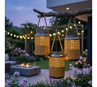 Lanterna solare da esterno Lanterna solare da esterno Boho decorativa Lanterna solare per giardino esterno, sospesa, LED, DxH 12 x 16 cm, set da 3