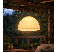 Lampada Solare Esterno a Sospensione Patio Decorazione Lino Bianco LED