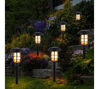 Lampada Solare Esterno a Spiedo Chiodi Flammeneffekt Torcia Lanterna LED 6er Set