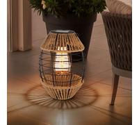 Lampada Solare Esterno da Giardino Corda Canapa Piantana Boho Inox LED H 40,5 CM