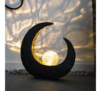 Lampada Solare Falce Luna Esterno da Strada Giardino Sfera Decorativa Nero LED H