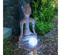 Lampada Solare Giardino Buddha Figura LED Feng-Shui Per Esterni Grigio Bronzo