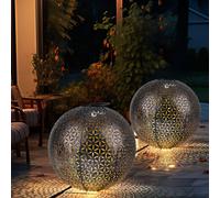 Lampada Solare Luce Sferica per Esterni LED Chiodi Giardino Argento Oro 2er Set