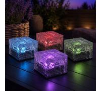 Lampada Solare Giardino Luce per Esterni Cambio Colori RGB Cubetti LED da 4x