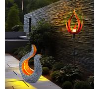 Lampada Solare Giardino per Esterni Effetto Fuoco Fiamma Similpietra Statua LED