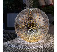 Lampada Solare Giardino per Esterni LED a Sfera Orientale Argento Oro D.27cm