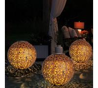 Lampada Solare Giardino per Esterni Ruggine LED Fiore Luce Sferica da Balcone