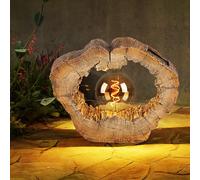 Lampada Solare Giardino per Esterni Simil Legno Disco Albero Retrò LED Patio