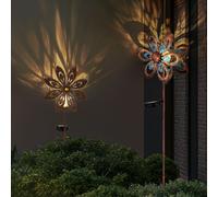 Lampada Solare Girandola Esterni LED Chiodi Oro Ruggine Fiore da Giardino 2x [EEK: Inaditato]