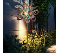 Lampada Solare Girandola per Esterni LED Giardino Fiore Chiodi Oro Blu H 92 CM [EEK: Non valutato]