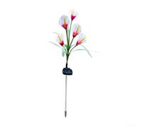 Lampada solare impermeabile per giglio 80 cm per percorso giardino | Calla realistica per design a giglio, palo alto 80 cm, sensore automatico dal tramonto all'alba, caldo bagliore a LED
